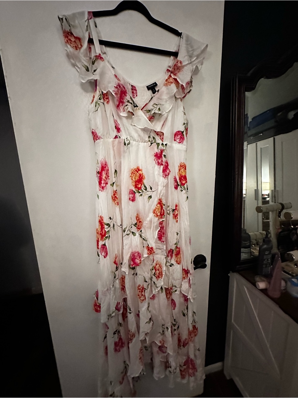 torrid White Maxi Dress with Pink & Orange Floral Print